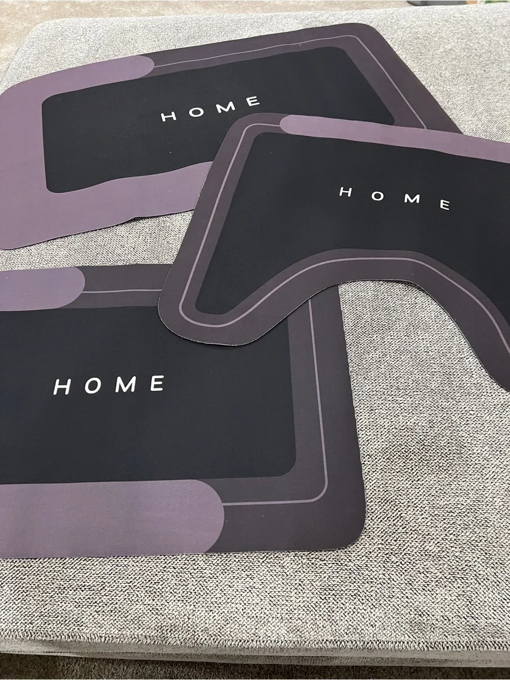 Bath Quick Dry Mat Set in Purple and Black